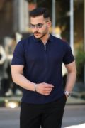 Erkek Yakası Fermuarlı Kısa Kollu T-shirt resmi